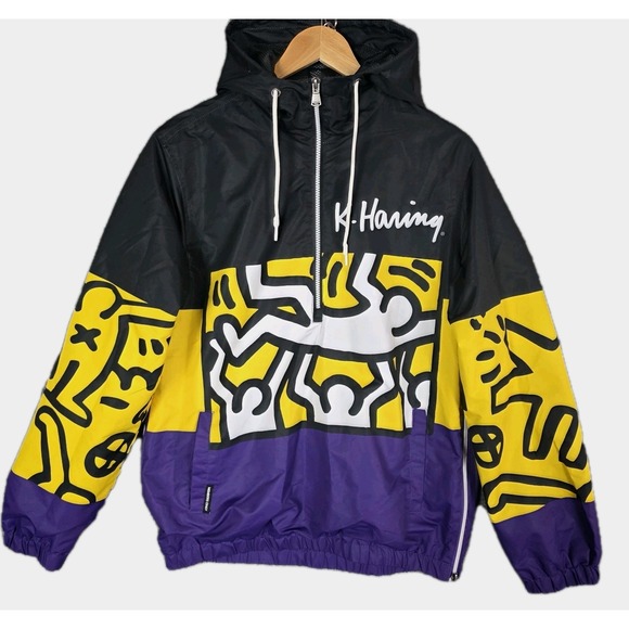 Members Only Other - Members Only x Keith Haring Jacket Small Crowd Surfing Art Windbreaker 1/4 Zip